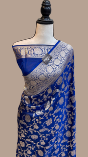 Pure Katan Silk Banarasi Handloom Saree - All Over Jaal Work - The Handlooms