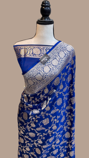 Pure Katan Silk Banarasi Handloom Saree - All Over Jaal Work - The Handlooms