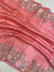 Pure organza Chikankari Handloom Banarasi Saree - The Handlooms