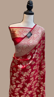 Pure Katan Silk Banarasi Handloom Saree - All Over Jaal Work - The Handlooms