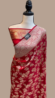Pure Katan Silk Banarasi Handloom Saree - All Over Jaal Work - The Handlooms