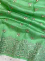 Pure organza Chikankari Handloom Banarasi Saree - The Handlooms