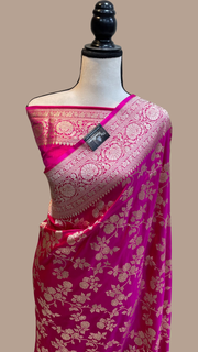 Pure Katan Silk Banarasi Handloom Saree - All Over Jaal Work - The Handlooms