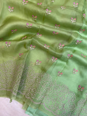 Pure organza Chikankari Handloom Banarasi Saree - The Handlooms
