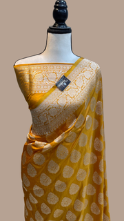 Pure Katan Silk Banarasi Handloom Saree - All Over Jaal Work - The Handlooms