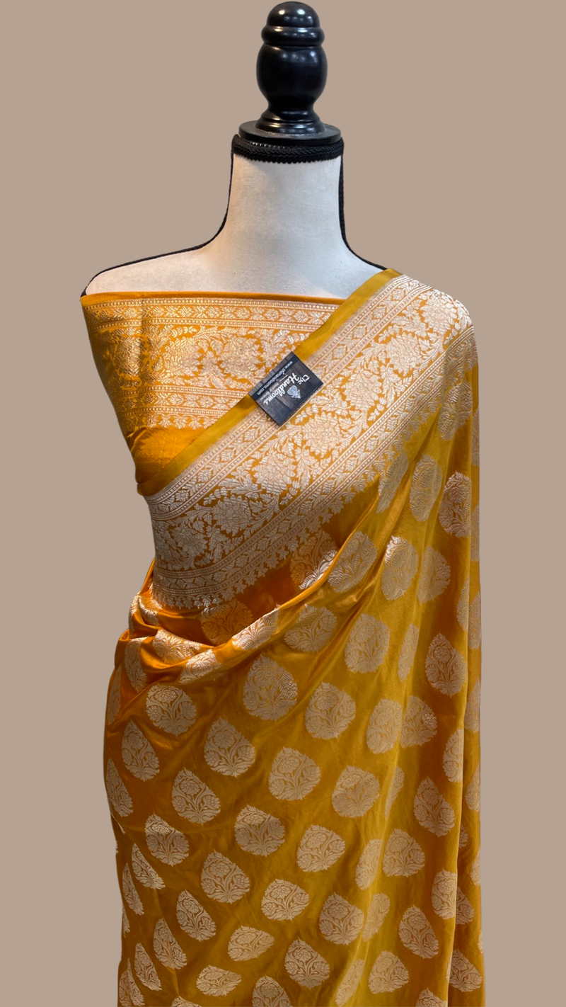Pure Katan Silk Banarasi Handloom Saree - All Over Jaal Work - The Handlooms