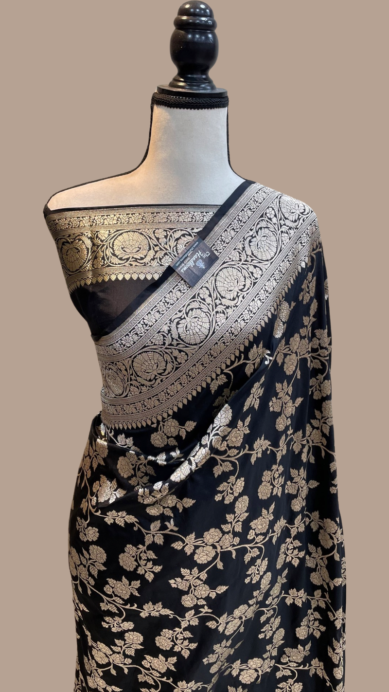 Pure Katan Silk Banarasi Handloom Saree - All Over Jaal Work - The Handlooms