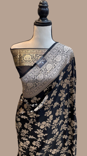 Pure Katan Silk Banarasi Handloom Saree - All Over Jaal Work - The Handlooms
