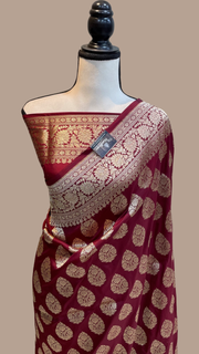 Pure Katan Silk Banarasi Handloom Saree - All Over Jaal Work - The Handlooms