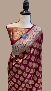 Pure Katan Silk Banarasi Handloom Saree - All Over Jaal Work - The Handlooms