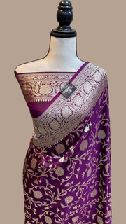 Pure Katan Silk Banarasi Handloom Saree - All Over Jaal Work - The Handlooms