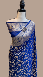 Pure Katan Silk Banarasi Handloom Saree - All Over Jaal Work - The Handlooms