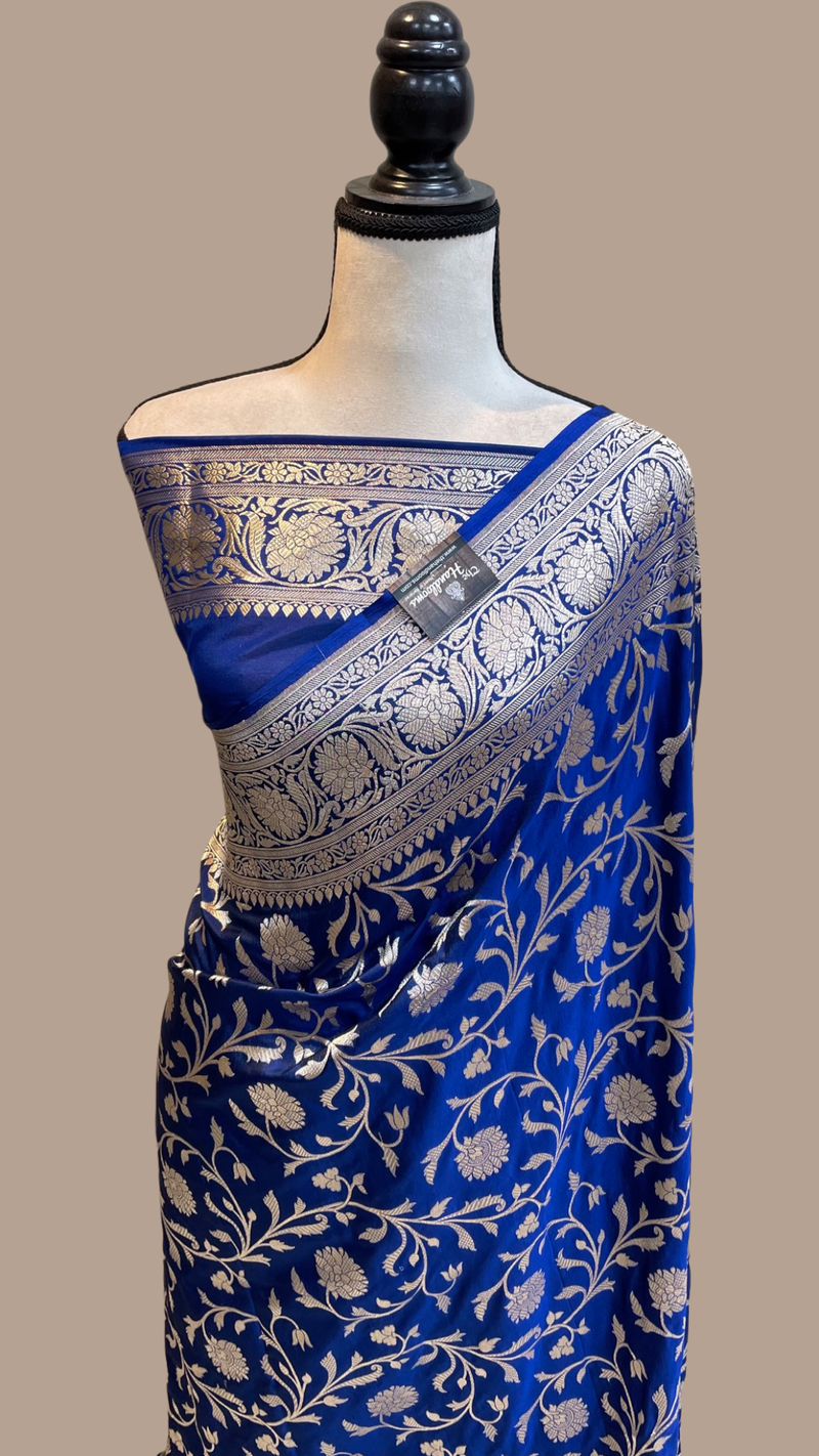 Pure Katan Silk Banarasi Handloom Saree - All Over Jaal Work - The Handlooms
