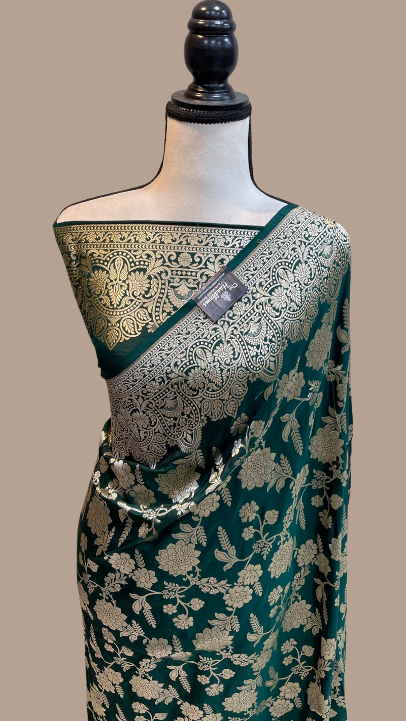 Pure Katan Silk Banarasi Handloom Saree - All Over Jaal Work - The Handlooms