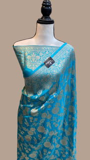 Pure Katan Silk Banarasi Handloom Saree - All Over Jaal Work - The Handlooms