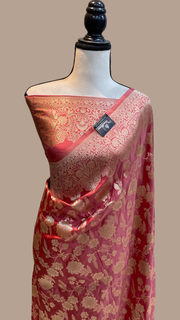 Pure Katan Silk Banarasi Handloom Saree - All Over Jaal Work - The Handlooms