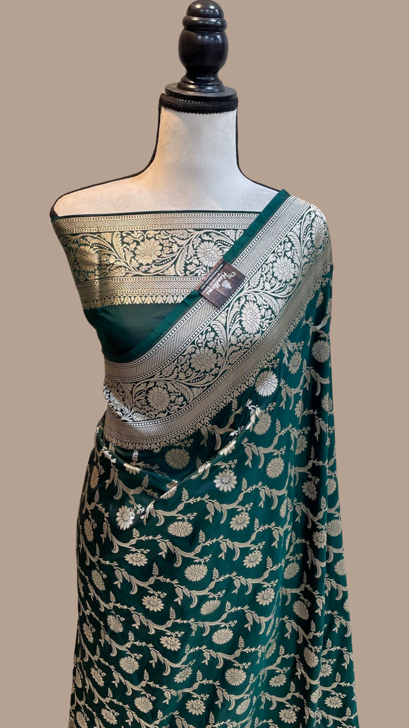 Pure Katan Silk Banarasi Handloom Saree - All Over Jaal Work - The Handlooms