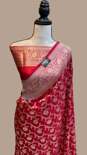 Pure Katan Silk Banarasi Handloom Saree - All Over Jaal Work - The Handlooms