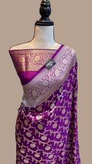 Pure Katan Silk Banarasi Handloom Saree - All Over Jaal Work - The Handlooms