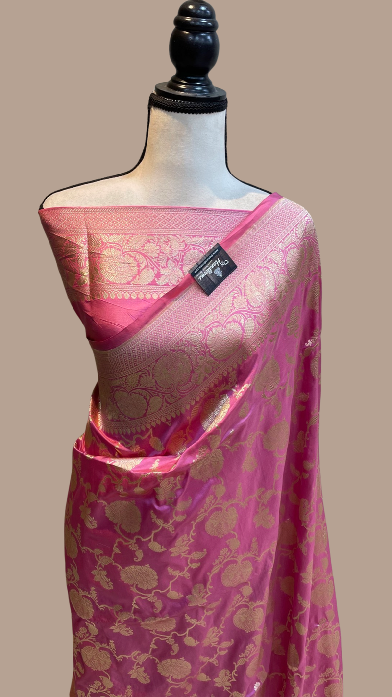 Pure Katan Silk Banarasi Handloom Saree - All Over Jaal Work - The Handlooms