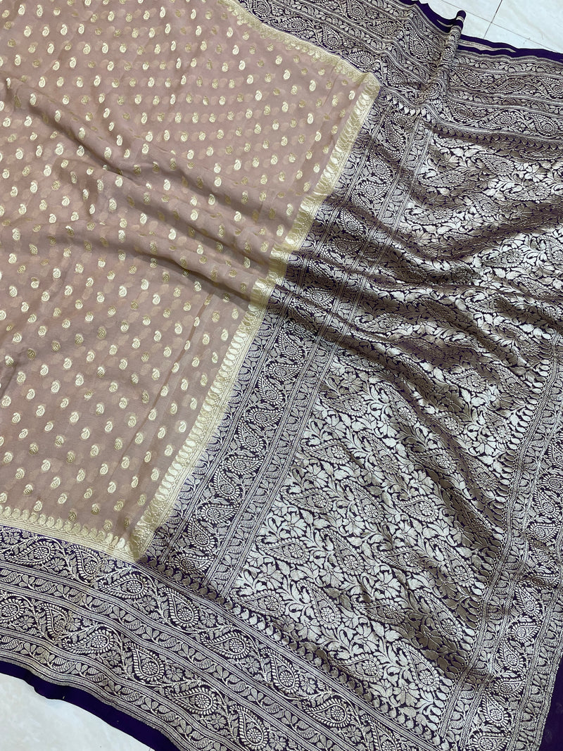 Khaddi Georgette Handloom Banarasi Saree - The Handlooms