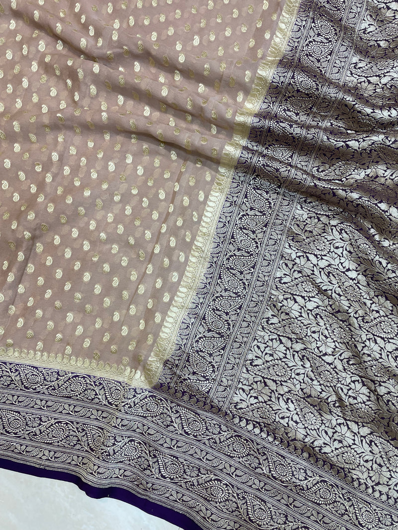 Khaddi Georgette Handloom Banarasi Saree - The Handlooms