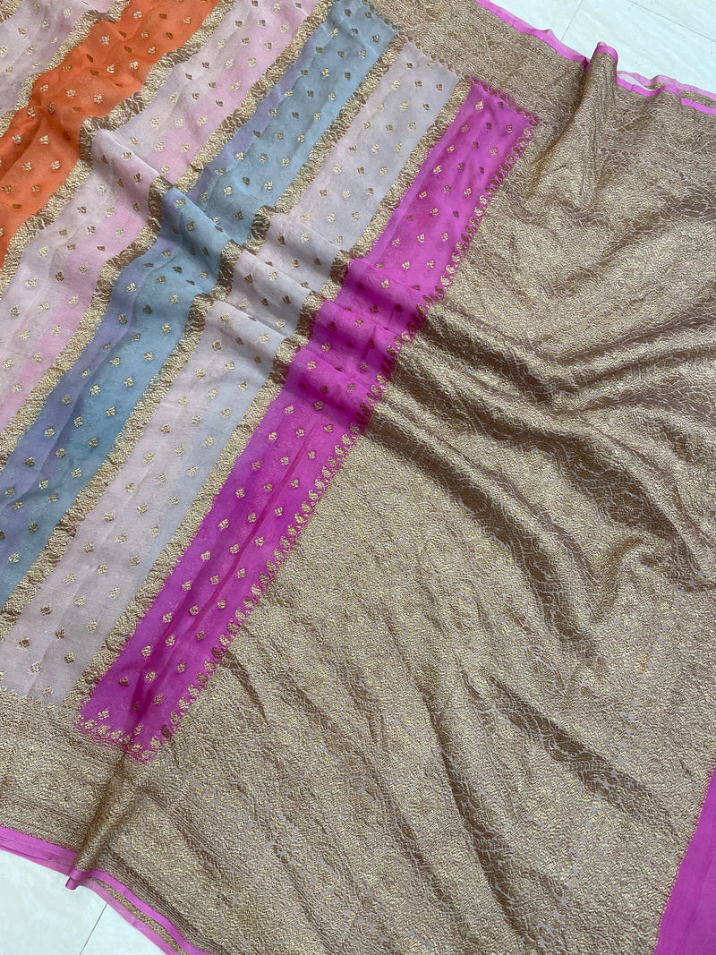 Khaddi Georgette Banarasi Saree -  Antique zari - The Handlooms