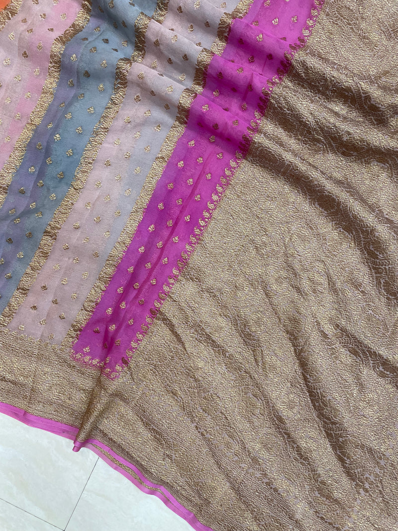 Khaddi Georgette Banarasi Saree -  Antique zari - The Handlooms