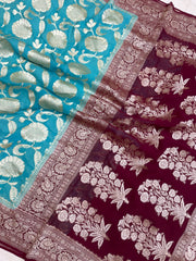 Khaddi Georgette Handloom Banarasi Saree - The Handlooms