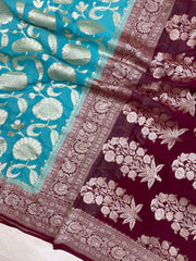 Khaddi Georgette Handloom Banarasi Saree - The Handlooms