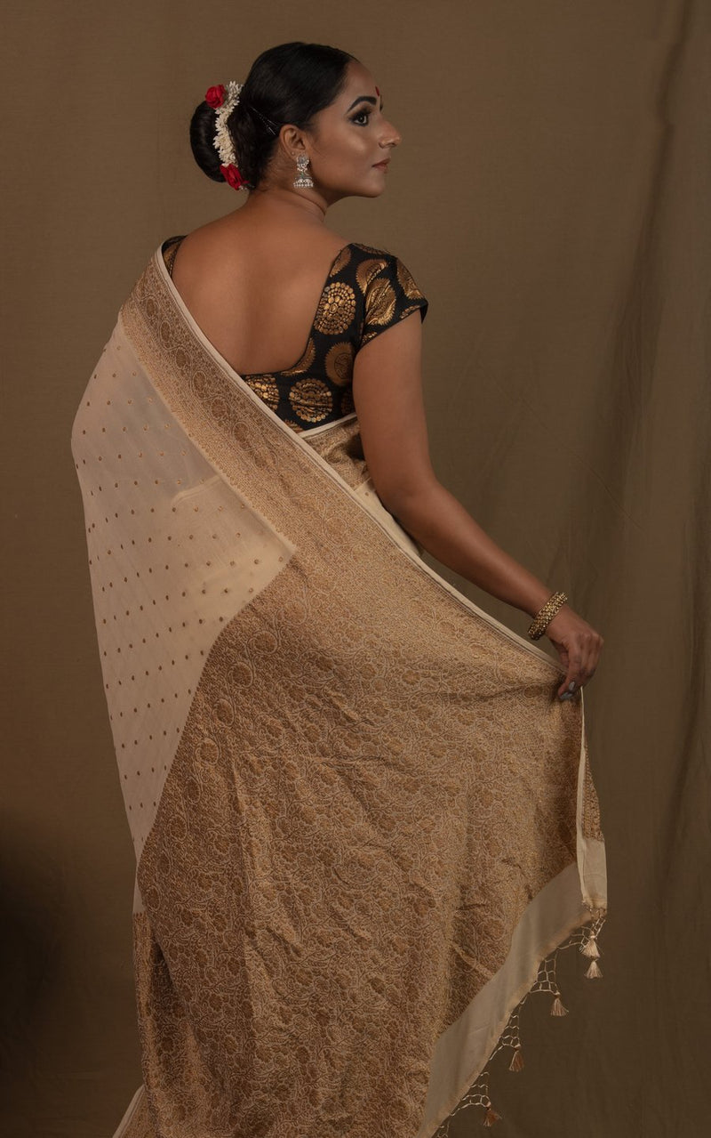 Khaddi Georgette Banarasi Saree -  Antique zari - The Handlooms
