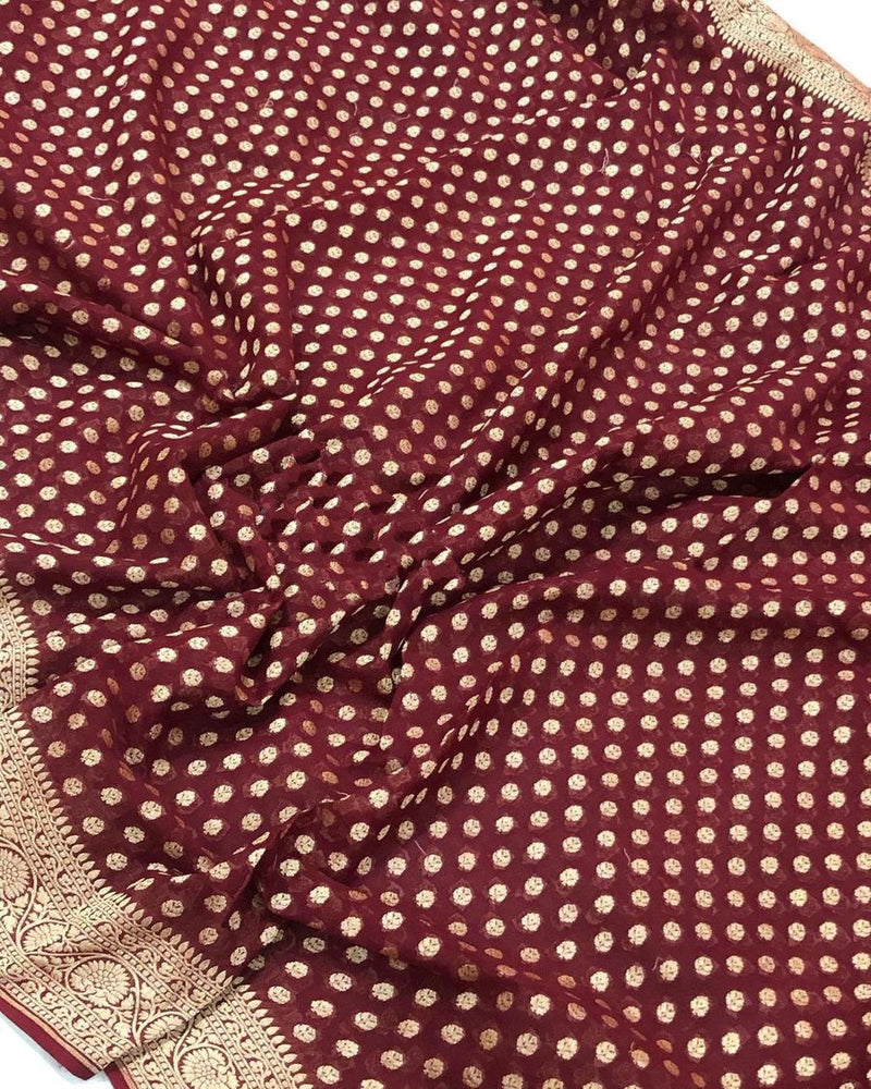 Khaddi Georgette Banarasi Saree -  Gold zari - The Handlooms