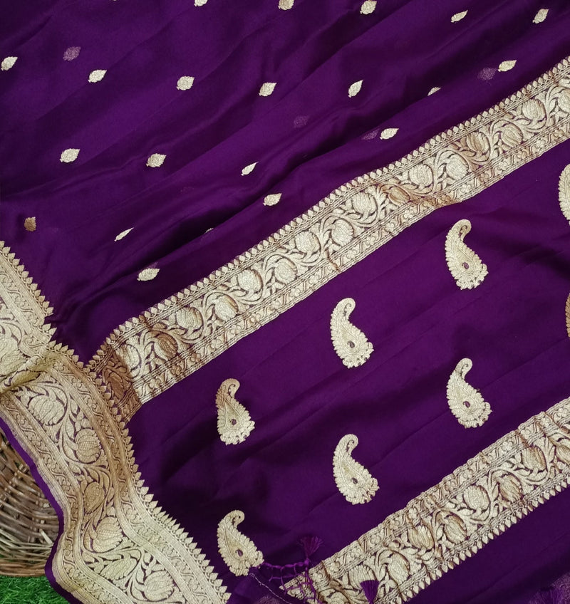 Pure Georgette Banarasi Saree - Gold zari - The Handlooms