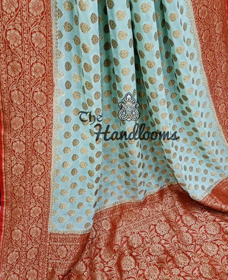 Khaddi Georgette Banarasi Saree -  Antique zari - The Handlooms