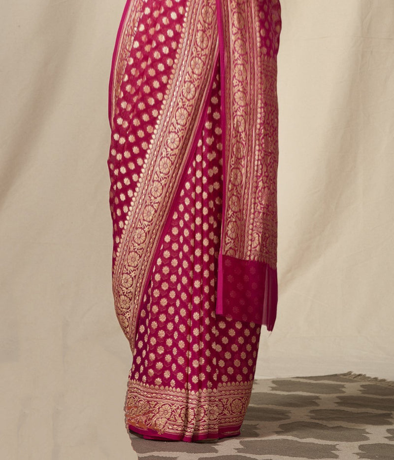 Khaddi Georgette Banarasi Saree -  Gold zari - The Handlooms