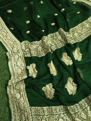 Pure Georgette Banarasi Saree - Gold zari - The Handlooms