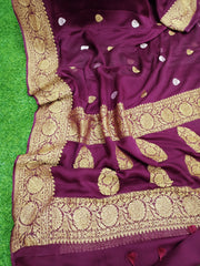 Pure Georgette Banarasi Saree - Antique Zari - The Handlooms
