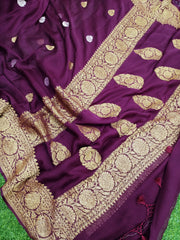 Pure Georgette Banarasi Saree - Antique Zari - The Handlooms