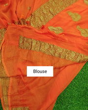 Pure Georgette Banarasi Saree - Antique Zari - The Handlooms