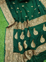 Pure Georgette Banarasi Saree - Antique Zari - The Handlooms