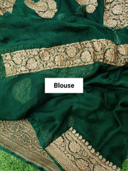 Pure Georgette Banarasi Saree - Antique Zari - The Handlooms