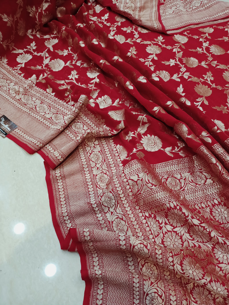 Khaddi Georgette Handloom Banarasi Saree - The Handlooms