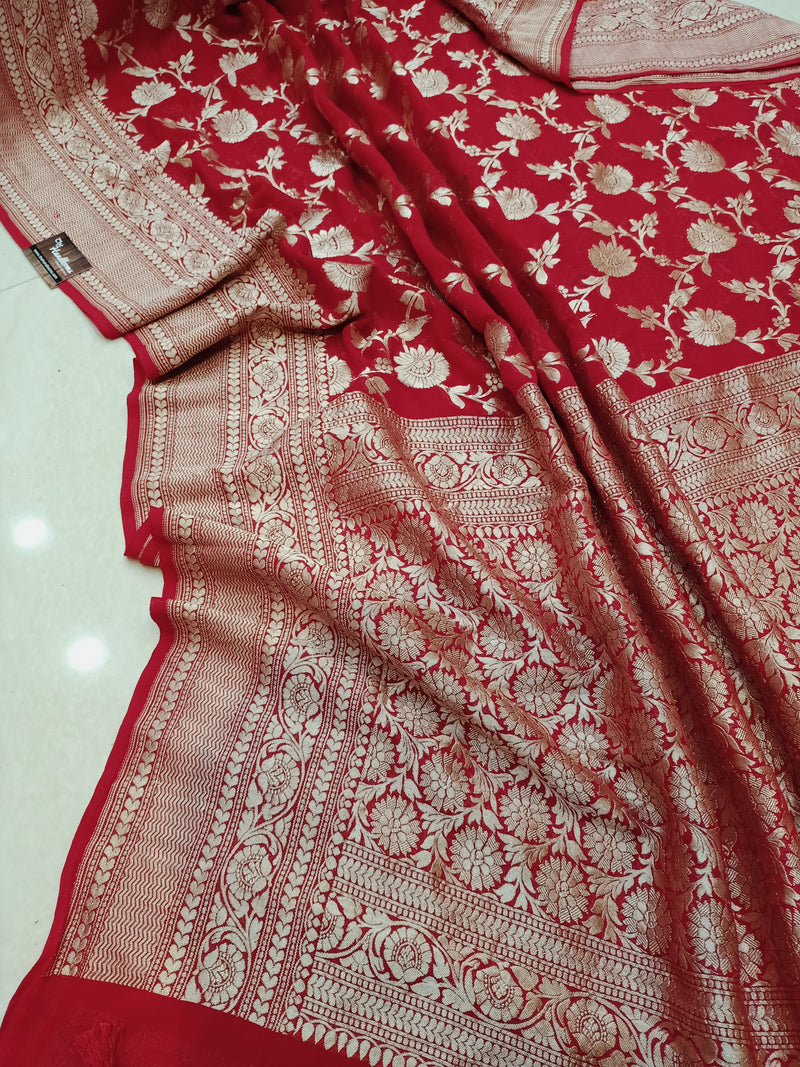 Khaddi Georgette Handloom Banarasi Saree - The Handlooms