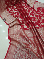 Khaddi Georgette Handloom Banarasi Saree - The Handlooms