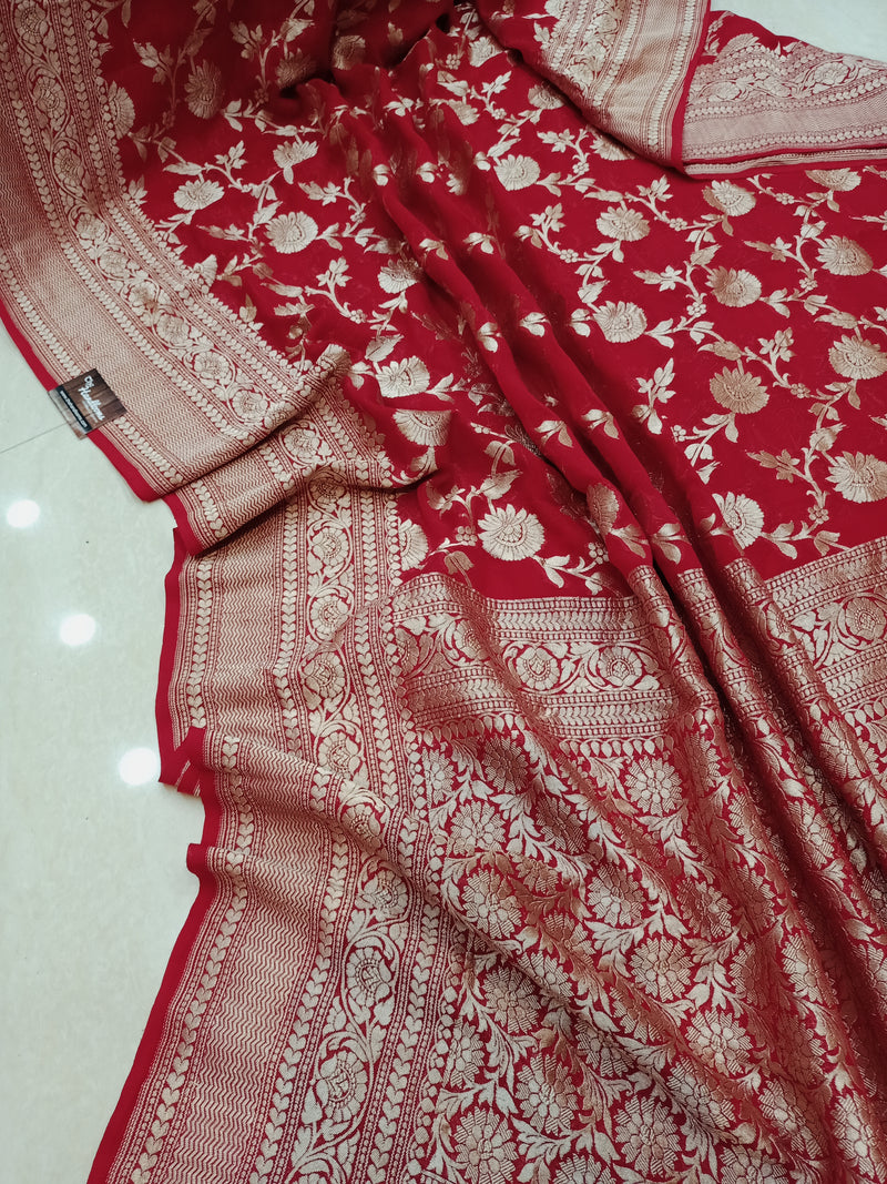 Khaddi Georgette Handloom Banarasi Saree - The Handlooms