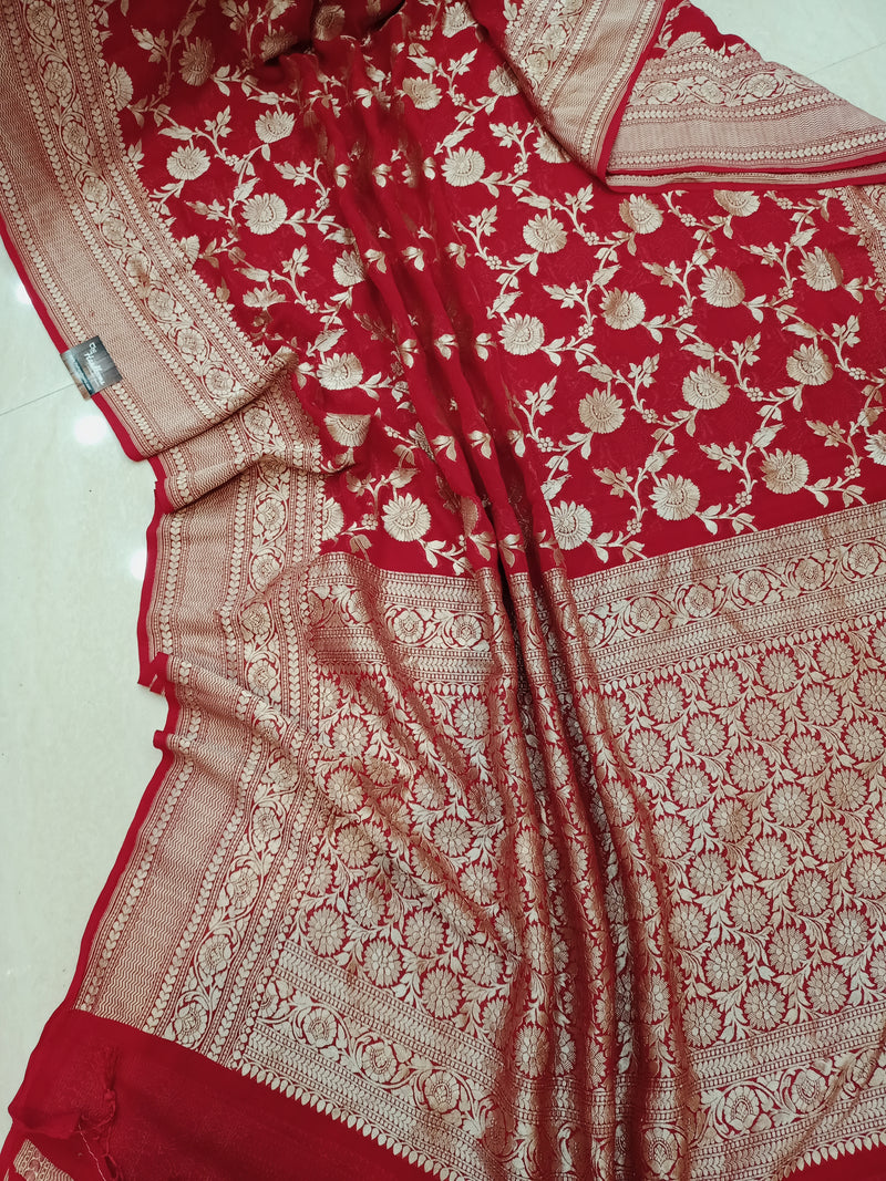 Khaddi Georgette Handloom Banarasi Saree - The Handlooms
