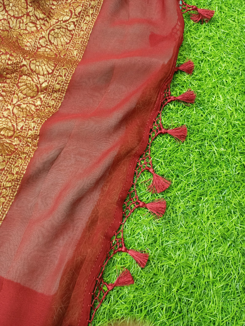 Khaddi Georgette Banarasi Saree -  Antique zari - The Handlooms