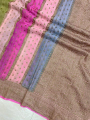 Multi Shade Khaddi Georgette Banarasi Saree -  Antique zari - The Handlooms