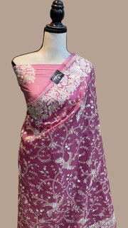Pure organza Chikankari Handloom Banarasi Saree - The Handlooms