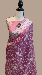 Pure organza Chikankari Handloom Banarasi Saree - The Handlooms
